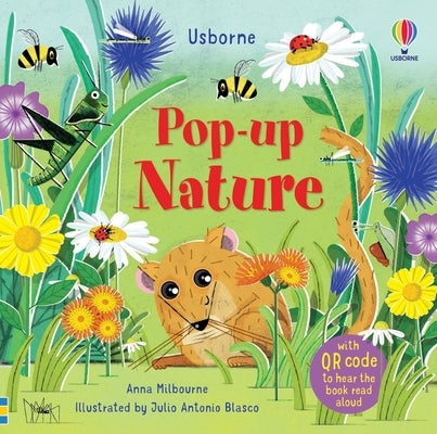 Usborne Pop-Up Nature board book with colorful, 3D nature scenes and illustrations for young children.