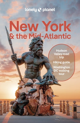 Paperback Lonely Planet guidebook titled "New York & the Mid-Atlantic" with colorful cover design and travel imagery.