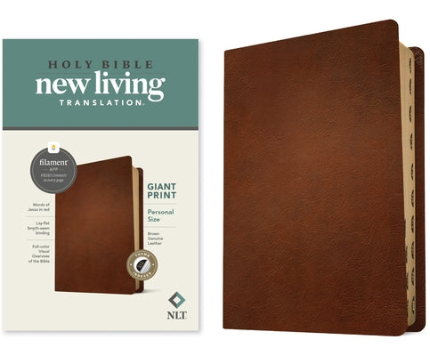 NLT Personal Size Giant Print Bible, Filament Enabled Edition (Red Letter, Genuine Leather, Brown, Indexed) by Tyndale