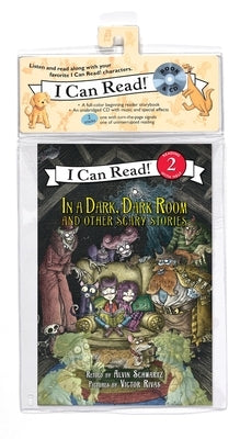 HarperCollins paperback of "In a Dark, Dark Room and Other Scary Stories" book with accompanying CD, showing the book cover and CD case.