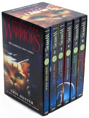 Complete Warriors Box Set: Volumes 1-6 by HarperCollins, featuring six books with colorful covers in a boxed set display.