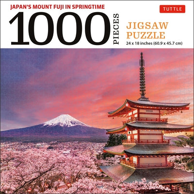 Japan's Mount Fuji in Springtime- 1000 Piece Jigsaw Puzzle: Snowcapped Mount Fuji and Chureito Pagoda in Springtime (Finished Size 24 in X 18 In) Other Tuttle Publishing