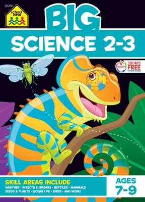School Zone Big Science 2-3 workbook in paperback with colorful science-themed pages for elementary students.
