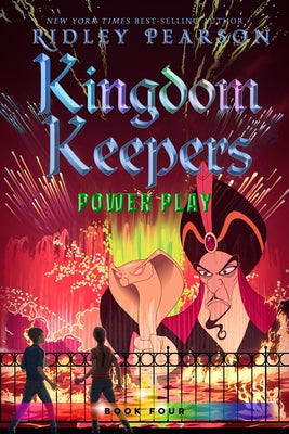 Paperback copy of Kingdom Keepers IV: Power Play by Disney Hyperion, featuring the book cover with colorful illustrations.