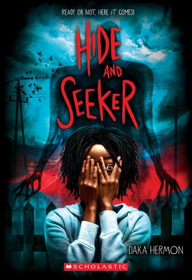 Paperback of "Hide and Seeker" by Scholastic Press, featuring a cover image with mysterious illustrations.