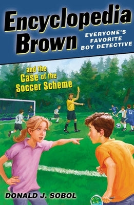 Paperback of Encyclopedia Brown and the Case of the Soccer Scheme by Puffin Books, featuring colorful cover art with a soccer scene.