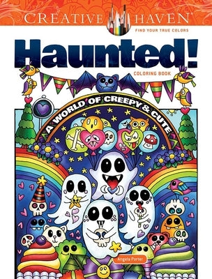 Creatively illustrated Haunted! Coloring Book by Dover Publications featuring creepy and cute spooky designs on a paperback cover.