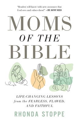 Paperback book titled "Moms of the Bible" by Harvest House Publishers featuring a colorful cover with biblical illustrations.