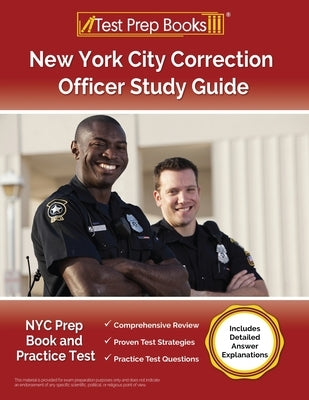 Paperback New York City Correction Officer Study Guide by Test Prep Books with practice tests and detailed answer explanations.