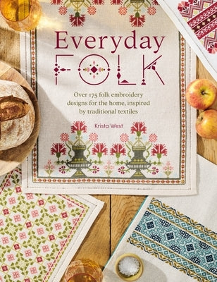Paperback book cover of "Everyday Folk" by David & Charles featuring folk embroidery designs inspired by traditional textiles.
