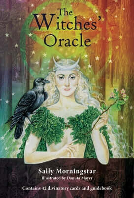 Eddison Books Witches' Oracle set with a book and tarot-style oracle cards featuring mystical illustrations and descriptions.