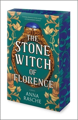 Paperback of The Stone Witch of Florence by Park Row, showing the book cover with dark, mystical artwork and title text.