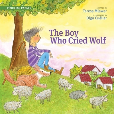 Paperback of "The Boy Who Cried Wolf" by Chosen Spot Publishing, showing the book cover with colorful illustrations.