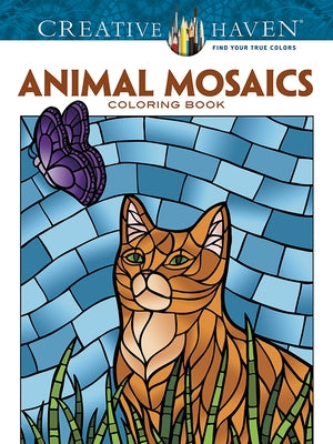 Paperback Creative Haven Animal Mosaics Coloring Book by Dover Publications, featuring colorful mosaic animal illustrations.