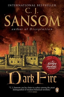 Paperback of "Dark Fire: A Matthew Shardlake Tudor Mystery" by Penguin Books, showing the book cover with historical Tudor imagery.