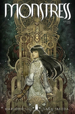 Paperback of Monstress Volume 1: Awakening comic by Image Comics, featuring cover art with mystical and intricate illustrations.