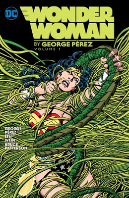 Paperback of Wonder Woman by George Perez Vol. 1, DC Comics, featuring colorful comic book cover art with Wonder Woman in her costume.