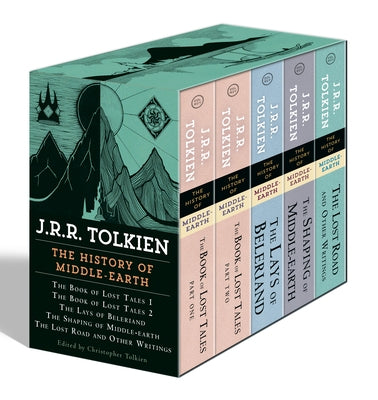 Del Rey Books The History of Middle-Earth 5-book boxed set with detailed covers and pages visible.