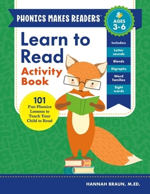 Callisto Kids Learn to Read Activity Book, paperback with colorful phonics lessons for children to develop reading skills.