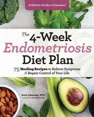 Paperback book titled "The 4-Week Endometriosis Diet Plan" by Callisto, featuring a cover with colorful recipe images and health tips.