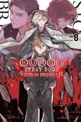 Paperback of Bungo Stray Dogs, Vol. 8 Light Novel "Storm Bringer" by Yen On, showing the book cover with artwork and title.