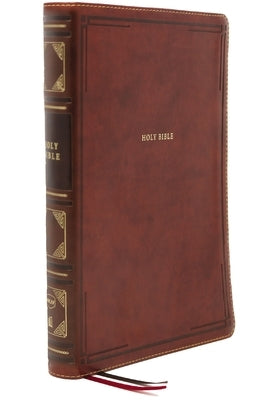 Thomas Nelson NKJV Reference Bible with brown Leathersoft cover, giant print, red letter edition, center-column references, comfort print.