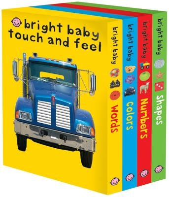 Bright Baby Touch & Feel boxed set by Priddy Books US featuring colorful pages with words, numbers, shapes, and textures.