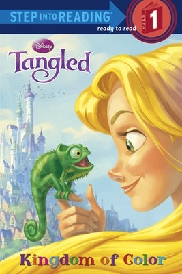 Paperback of Tangled: Kingdom of Color by Random House Disney featuring colorful illustrated cover with Rapunzel and Flynn Rider.