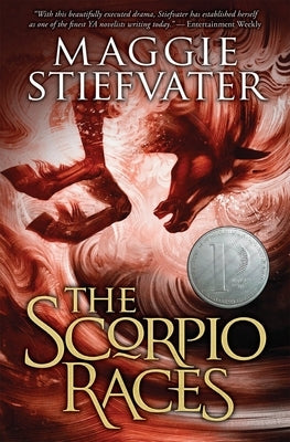 Paperback of The Scorpio Races by Scholastic Paperbacks featuring the book cover with a dark, mystical design.