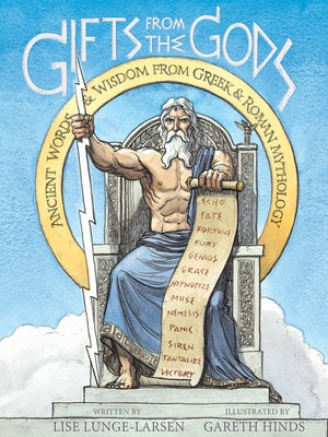 Paperback book titled "Gifts from the Gods: Ancient Words and Wisdom from Greek and Roman Mythology" with a colorful cover.