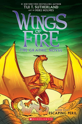 Paperback graphic novel "Escaping Peril" from Wings of Fire series by Graphix, featuring dragon characters on the cover.