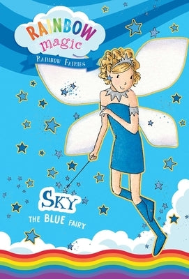 Paperback Rainbow Magic Rainbow Fairies Book 5 featuring Sky the Blue Fairy, with colorful fairy illustrations by Silver Dolphin Books.