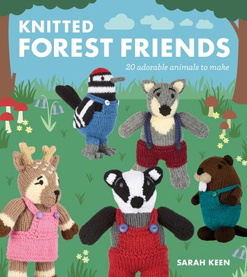 Paperback book titled "Knitted Forest Friends" by GMC Publications featuring 20 adorable animal knitting projects on the cover.