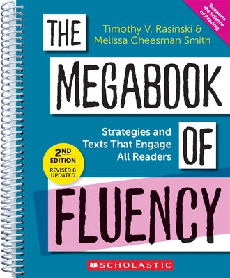 Paperback of The Megabook of Fluency, 2nd Edition by Scholastic Professional, featuring colorful cover with text and graphics.