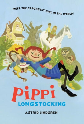 Paperback Pippi Longstocking book by Puffin Books showing colorful cover with Pippi and her friends.