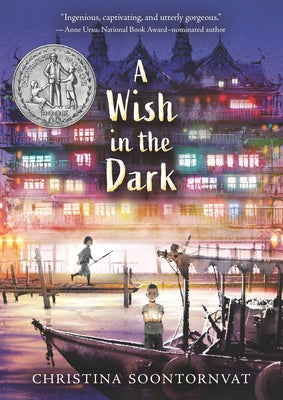 Paperback edition of "A Wish in the Dark" by Candlewick Press, showing the book cover with vibrant artwork.