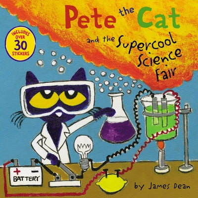 Paperback of Pete the Cat and the Supercool Science Fair with colorful illustrations and over 30 fun stickers, by HarperCollins.