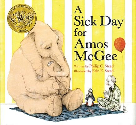 A Sick Day for Amos McGee book and CD storytime set by MacMillan Audio, showing the book cover and audio CD.