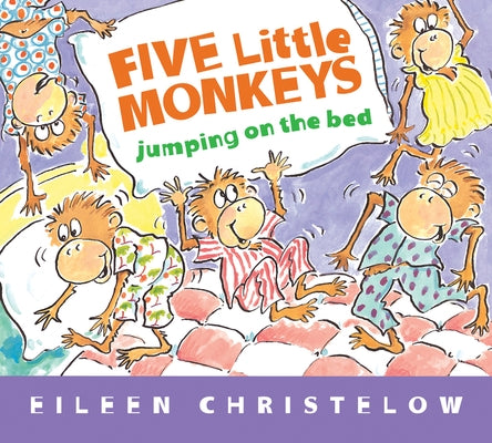 Clarin Books Five Little Monkeys Jumping on the Bed padded board book with colorful illustrations and playful monkey characters.