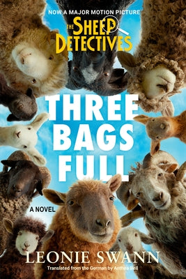 Paperback of Three Bags Full Sheep Detectives movie tie-in edition by Soho Crime, showing the book cover with sheep illustration.