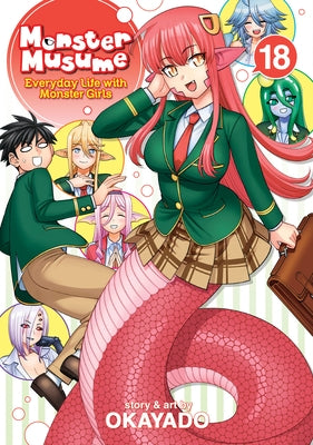 Paperback of Monster Musume Vol. 18 by Seven Seas featuring colorful manga cover art with characters from the series.