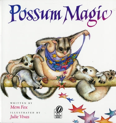 Paperback of Possum Magic by Clarion Books, featuring colorful illustrated cover with whimsical possum characters.