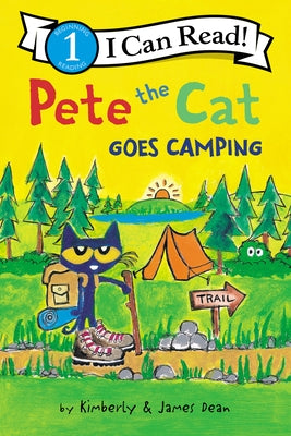 Paperback of Pete the Cat Goes Camping by HarperCollins, featuring colorful illustrations of Pete the Cat exploring outdoors.