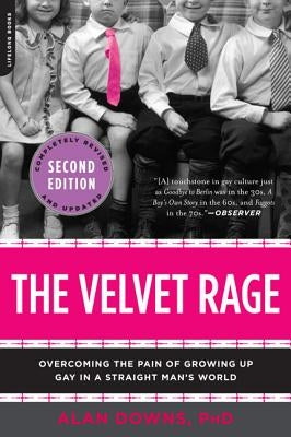 Paperback of The Velvet Rage by Legacy Lit showing the front cover with bold title and author's name on a plain background.