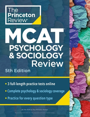 Princeton Review MCAT Psychology and Sociology Review paperback book with cover image showing title and colorful design.