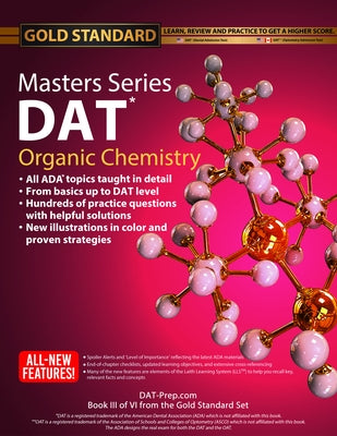 Ruveneco DAT Masters Series Organic Chemistry paperback book by Gold Standard DAT, featuring review and practice for dental exam prep