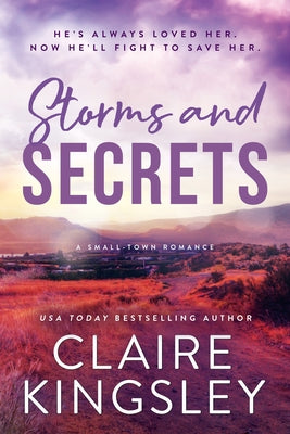 Paperback of "Storms and Secrets" by Sourcebooks Casablanca, showing the book cover with stormy weather illustration.