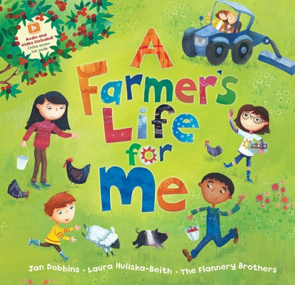 Paperback book titled "A Farmer's Life for Me" by Barefoot Books, showing colorful farm illustrations on the cover.