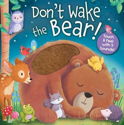 Cover of the "Don't Wake the Bear!" board book by Silver Dolphin Books, featuring colorful illustrations of a sleeping bear.