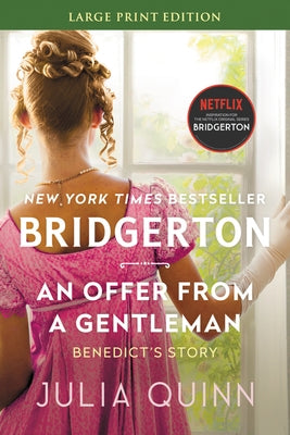 William Morrow Large Print paperback of An Offer from a Gentleman by Bridgerton, featuring a cover with elegant design and book title.